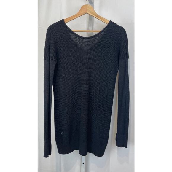 LULULEMON The Sweater Life V Neck Pullover Heathered Black Gray Estimated 6 8 S - Picture 2 of 8